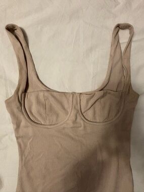 Princess Polly Beige Ribbed Underwire Bodysuit